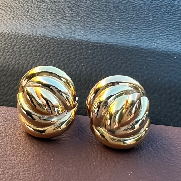 VINTAGE 18K YELLOW GOLD LARGE LOVE KNOT EARRINGS MADE IN ITALY STATEMENT SHOWY - Picture 13 of 16